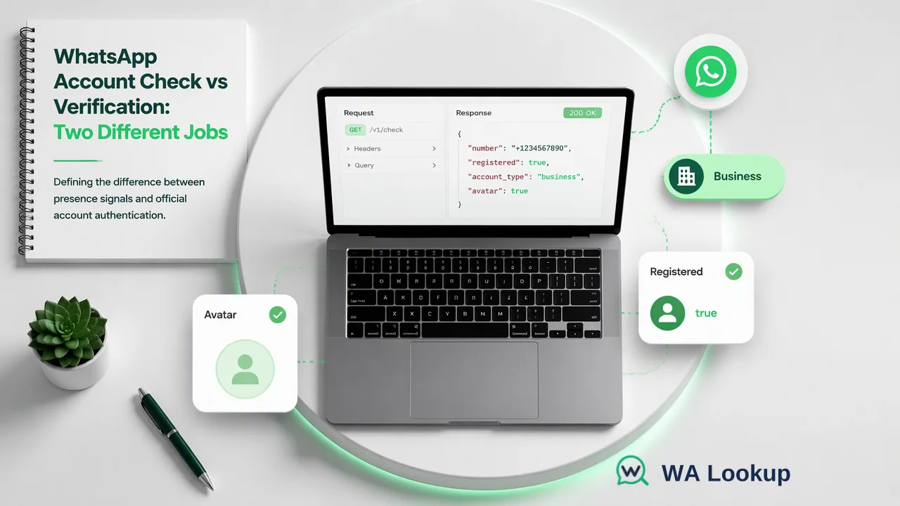 WA Lookup workflow illustration for WhatsApp Account Check vs WhatsApp Verification: Two Different Jobs